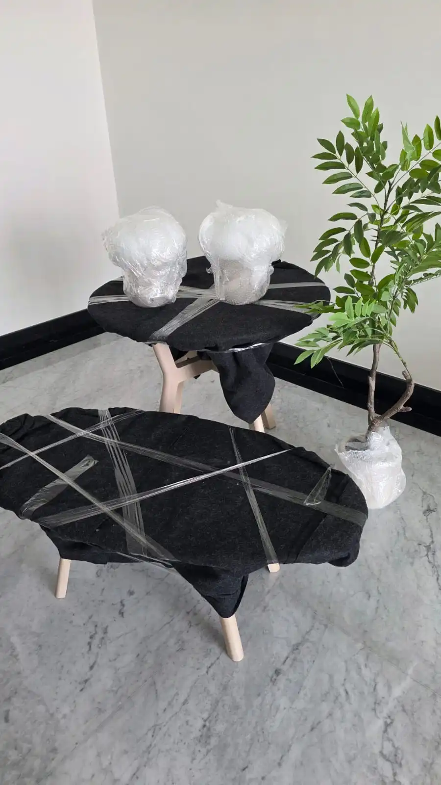 Fragile items prepared for a move